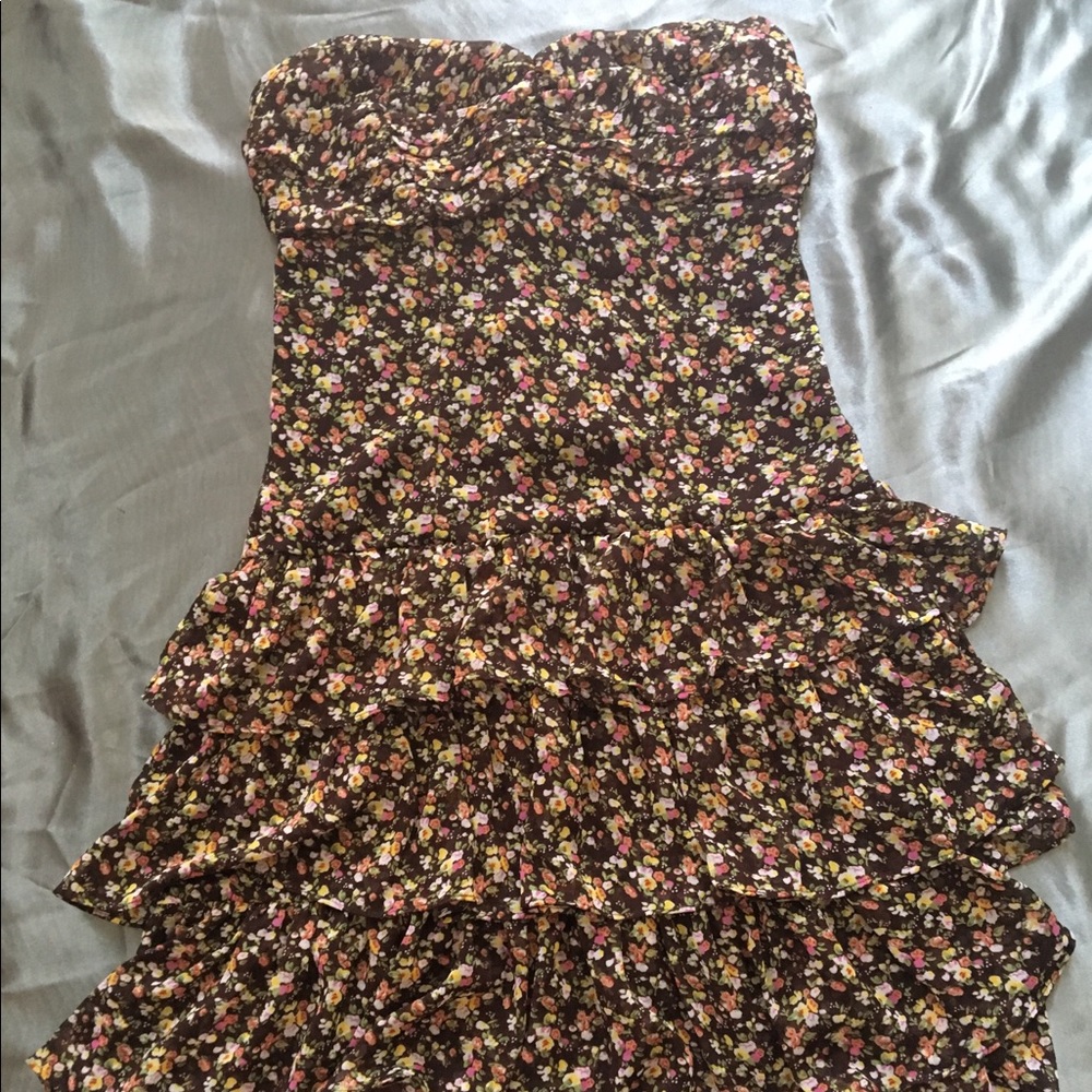 Strapless Dress EXPRESS FLORAL MULTI COLORED